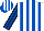Silk - White and royal blue stripes, royal blue and dark blue striped sleeves, royal blue and white striped cap