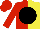 Silk - red and yellow halved, black disc