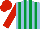 Silk - Light blue and emerald green stripes, red sleeves and cap