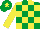 Silk - Emerald green & yellow check, yellow sleeves, yellow star on cap