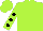 Silk - Lime green, smiley face on back, black dots on sleeves