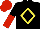 Silk - Black, yellow diamond frame, black horses head, black and red halved sleeves, red cap