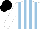 Silk - white, light blue stripes, white sleeves, black cap
