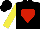 Silk - Black, red heart and diamond, yellow sleeves, black cap