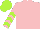 Silk - Pink, lime chevrons on sleeves, lime cap