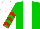 Silk - green, white stripe, red chevrons on sleeves, white cap