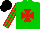 Silk - green, red maltese cross, striped sleeves, black cap