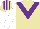 Silk - Beige, purple chevron, white sleeves, beige & purple striped cap