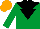 Silk - Emerald Green, black yoke, black inverted triangle, Orange cap