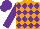 Silk - Orange, purple diamonds, purple sleeves, purple cap