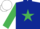 Silk - DARK BLUE, emerald green star & sleeves, white cap