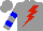 Silk - Grey, red lightning bolt, blue bars on sleeves
