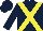 Silk - dark blue, yellow cross belts