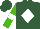 Silk - Hunter green, white diamond, kelly green sleeves with white armlet, hunter green cap