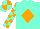 Silk - Aqua, orange diamond, orange blocks on sleeves, aqua and orange quartered cap