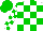 Silk - White, green blocks, green blocks on sleeves, green cap