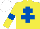 Silk - Yellow, royal blue cross of lorraine, armlets, white cap