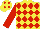Silk - Yellow and red checked diamonds, sleeves and cap
