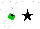 Silk - White, black star, green hoop on white sleeves, black star on white cap