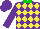 Silk - Purple and yellow diamonds, green collar, purple sleeves