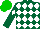 Silk - Dark green, white diamonds, white diamond on sleeves, green cap