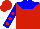 Silk - Red, blue yoke, blue sleeves, red dots, red cap