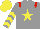 Silk - grey, red epaulettes, yellow star, yellow chevrons on sleeves, yellow cap