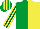 Silk - Emerald green and yellow (halved), dark green and yellow striped sleeves and cap
