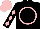 Silk - Black, pink circle,pink diamonds on black sleeves, pink cap