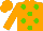 Silk - orange, light green spots, orange sleeves and cap