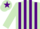 Silk - Light green and purple stripes, light green cap, purple star