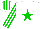 Silk - White, green star, green stripes on sleeves, striped cap