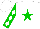 Silk - White, green star, white diamonds on green sleeves