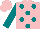 Silk - Pink, teal dots, teal sleeves