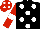 Silk - Black, white spots, white armlets on red sleeves, white spots on red cap