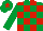 Silk - Emerald green and red check, emerald green sleeves, emerald green cap, red star