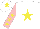 Silk - white, yellow star, pink sleeves, yellow stars, white cap, yellow star