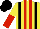 Silk - yellow and red stripes, black braces, yellow  and red halved sleeves, black cap