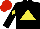 Silk - Black, yellow triangle, yellow diamond on sleeves, red cap