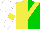 Silk - Yellow and green halved, yellow sash, armlets, white cap