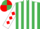 Silk - Emerald Green and White stripes, White sleeves, Red diamonds, Emerald Green and Red quartered cap
