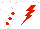 Silk - White, red lightning bolt, red spots on white sleeves