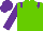 Silk - light green, purple epaulettes, purple arms, purple cap