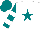 Silk - White, teal star, white bars on teal sleeves, teal cap