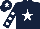 Silk - Dark blue, white star, dark blue sleeves, white spots, dark blue cap, white star