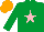 Silk - Emerald green, pink star, orange cap