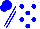 Silk - White, blue dots, white stripes on blue sleeves, blue cap