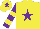 Silk - Yellow, purple star, purple and yellow hooped sleeves, yellow cap, purple star