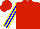 Silk - red, yellow stripes on blue sleeves