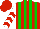 Silk - Red, green stripes,  red chevrons on white sleeves, red cap